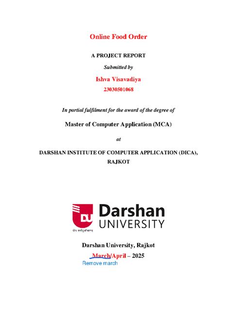 MCA Project Report: Online Food Ordering System Analysis - Studocu