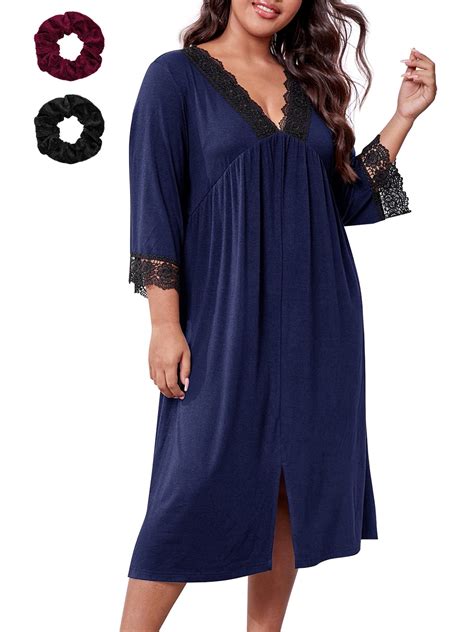 Loritta Plus Size Nightgowns for Women House Dress Long Sleeve ...