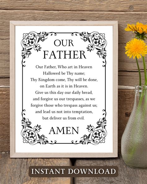 Our Father Prayer, Instant Download, the Lord’s Prayer Printable ...