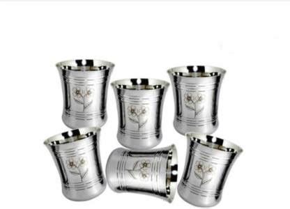 Anmol (Pack of 6) Designer Rings Stainless Steel Water Drinking Glass ...