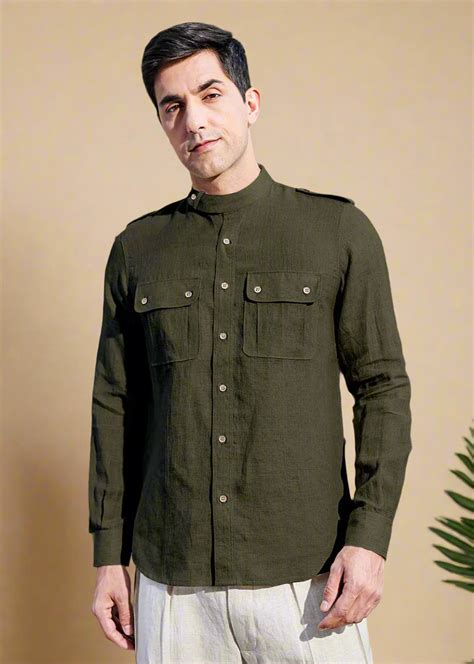 Pure Linen Double Pocket Full Sleeve Shirt – Linen Trail