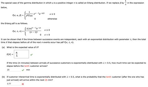 Solved The special case of the gamma distribution in which α | Chegg.com