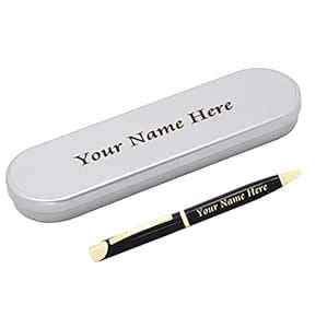 CrownLit Personalised Metal Pen With Name Printing (Engraving) In A ...