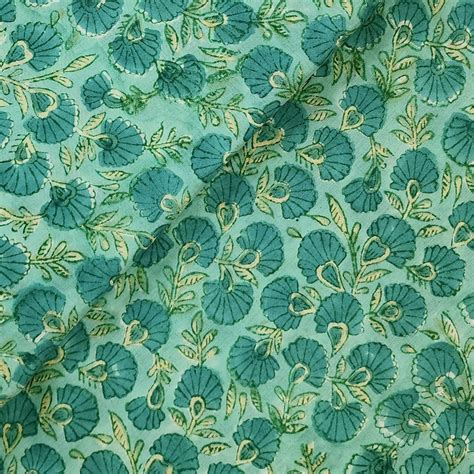 Pure Cotton Jaipuri Light Blue With Blue Colour Hand Block Print Fabri ...