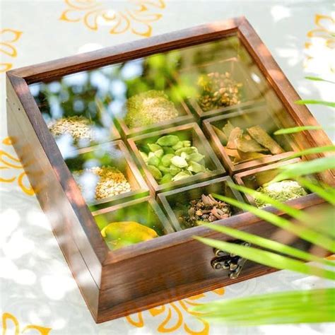 DN ART Wooden Spice Box | Masala Box | Sheesham Wood | Brown Colour ...