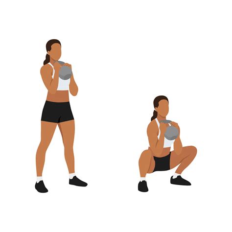 Woman doing Kettlebell goblet squat exercise. Flat vector illustration ...