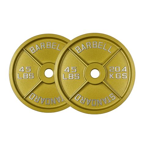 45LB Gold Olympic Steel Plate Pair - 2 Inch Barbell Standard 45 Pound ...