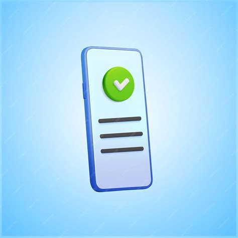 3d smartphone green check mark tick text lines online payment success ...