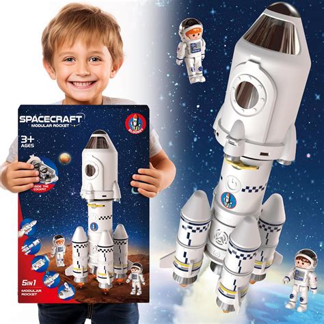 BLOONSY Rocket Ship Toy | Space Shuttle Model with Astronaut Figures ...