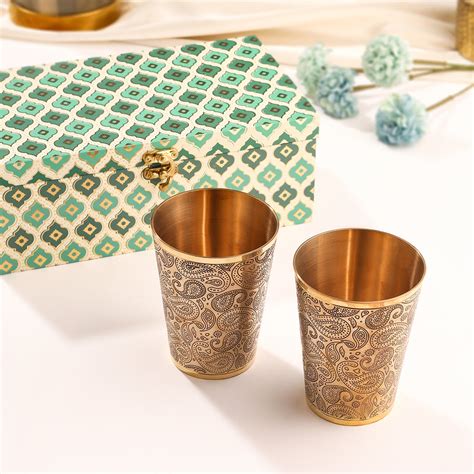 Brass Handcarved Glass Pair House Warming Box Hamper – Velan Store