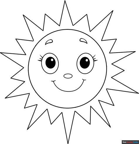 Sun Coloring Page | Easy Drawing Guides
