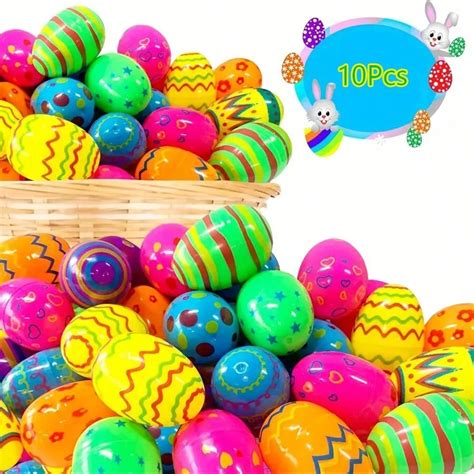 10 Pcs Plastic Easter Eggs, Plastic Easter Eggs Bulk, Easter Eggs Empty ...