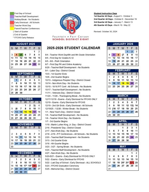 Fountain-Fort Carson School District Calendar 25-26 Revised [PDF ...