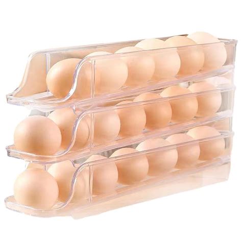 Buy Krevia Rolling Egg Holder for Refrigerator | 3 Tier Egg Storage ...