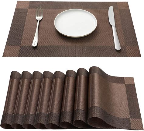 Buy WOODTULA Placemats Set of 8 - Dining Room Table Mats - Woven PVC ...