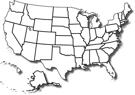 Free United States Black And White Outline Map, Download Free United ...