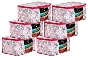 Kuber Industries Metalic leafy Print 6 Piece Non Woven Fabric Saree ...