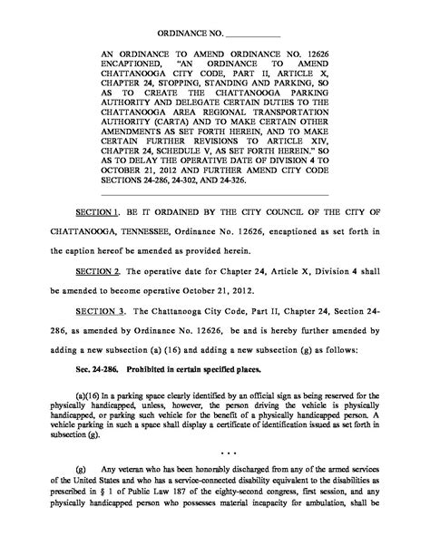 Parking Ordinance Amendment — Chattanooga Parking Authority