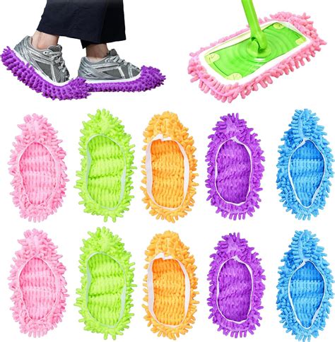 Amazon.com: KEEPOW Mop Slippers Shoes 5 Pairs Microfiber Floor Cleaning ...