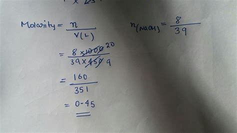 8 g NaOH is dissolved in 450ml solution the molarity of solution is ...