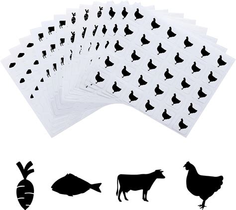 OLYCRAFT 1200pcs 4 Styles Black Meal Stickers 1 Inch Food Choice Sticker Beef/Chicken/Fish ...