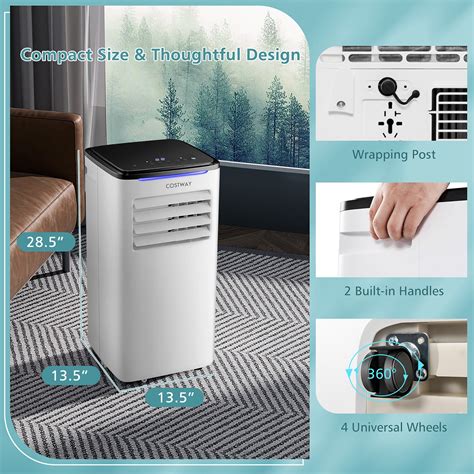 Costway 5200 BTU (8000 BTU ASHRAE) Portable Air Conditioner 3-in-1 AC ...