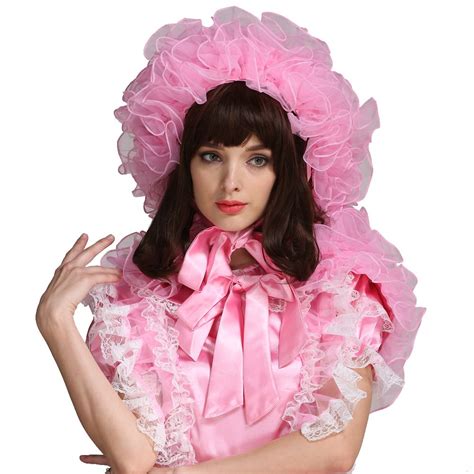 Buy GOceBabySissy Women Prissy Organza Puffy Pink Bonnet with Cape ...