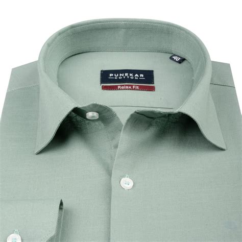 Aqua Green Color Solid Cotton Linen Shirt For Men – Punekar Cotton