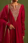 Buy Pink Organza, Chanderi Silk Embroidery, Beads Hand Yoke Anarkali ...