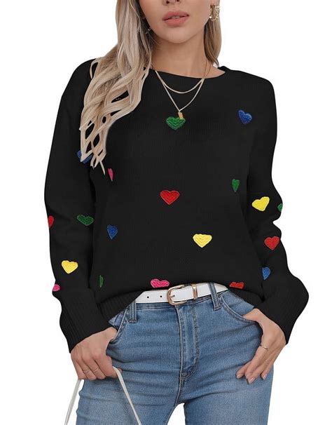 Valentine Sweaters for Women 2025 Trendy Colorful Heart Sweaters ...