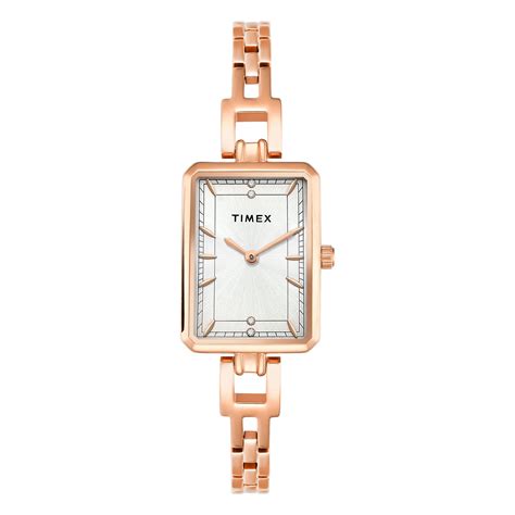 TIMEX Silver-Tone Rectangle Dial Analog Women's Watch - TWEL22802