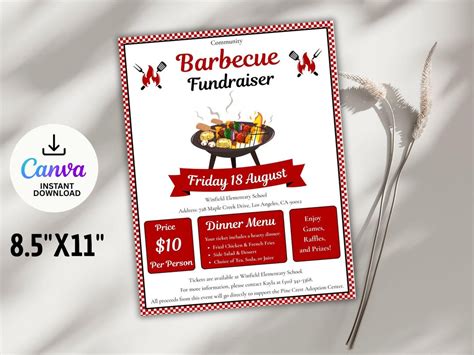 Buy Editable BBQ Fundraiser Flyer | Printable Cookout Event Template ...
