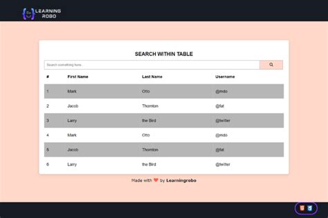 Image result for Search Table