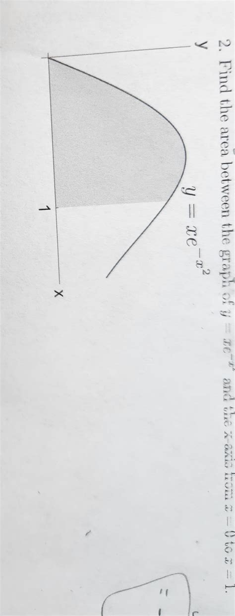 Solved Find the area between the graph of y = xe−x2 and the | Chegg.com