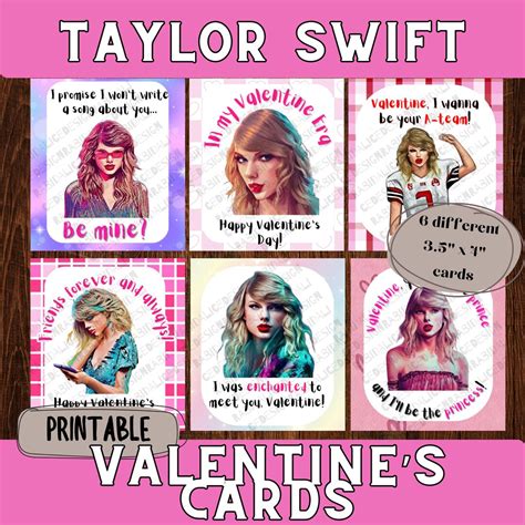 Taylor Swift Valentine Cards Printable Taylor Swift Valentines Swiftie ...