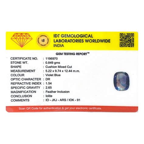 Iolite (Neeli) - 4.25 Carats - Natural and Certified | Pramogh