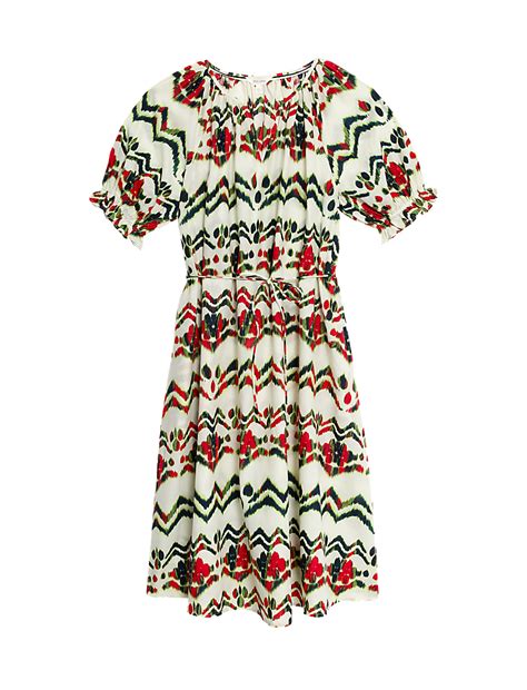 Buy Pure Cotton Printed Midi Smock Relaxed Dress at Marks & Spencer