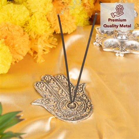 German Silver Hamsa Evil Eye Incense Stand elevate Serenity | The Zappy Box