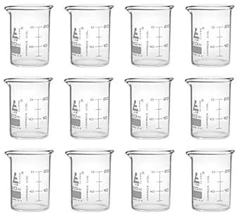 Beakers, 20ml - Pack of 12 - ASTM - Low Form with Spout - Dual Scale ...