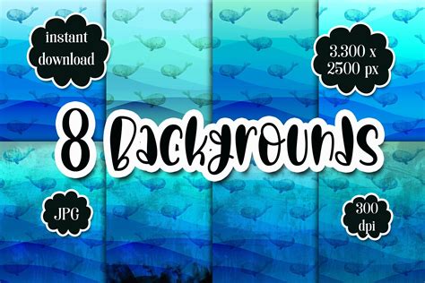 Summer Whale Background Texture Bundle Graphic by DigiKnuppy · Creative ...