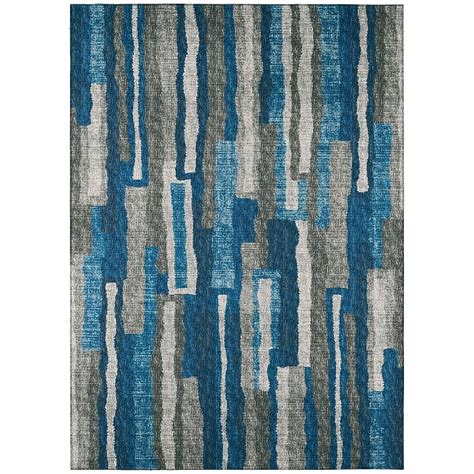 Addison Rugs Bravado 8 X 10 (ft) Blue Indoor/Outdoor Stripe ...