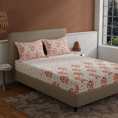 Buy BICHAUNA Amelia 120TC Floral Printed 3Pcs Queen Bedsheet Set from ...