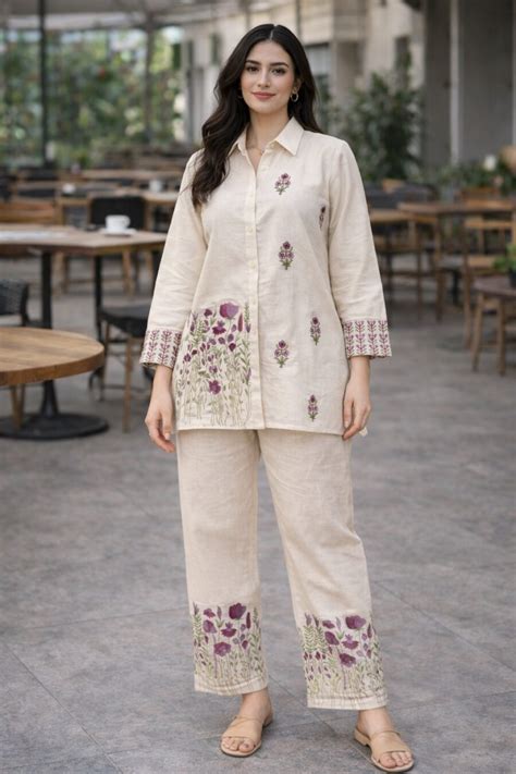 Pure Cotton Multi Thread Work Co Ord Set Na Dhukan - Pure Desi Market