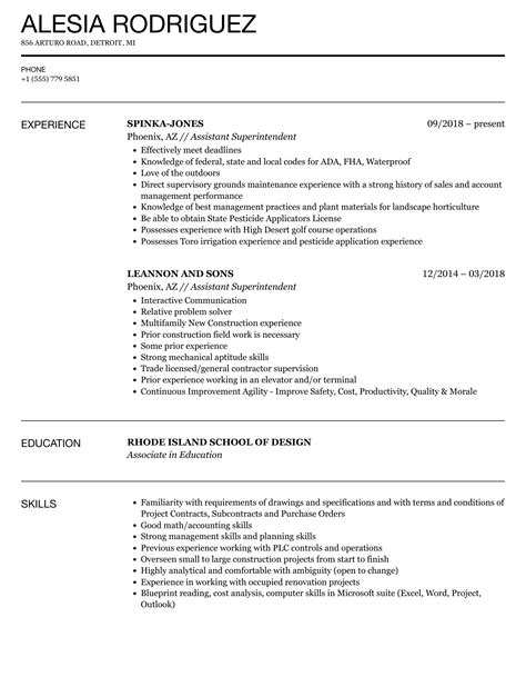 Assistant Superintendent Resume Samples | Velvet Jobs