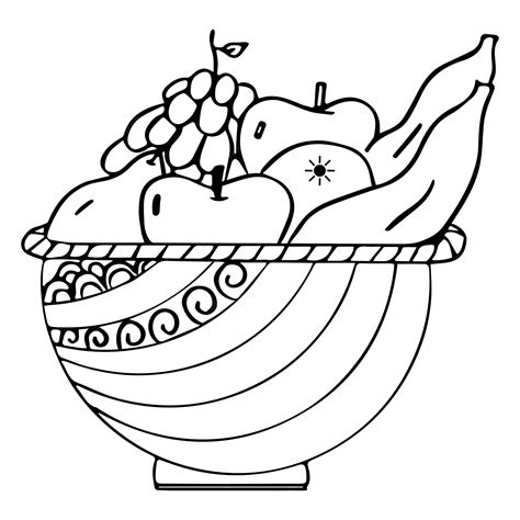 Coloriage de corbeille de fruits pour les enfants Illustration ...