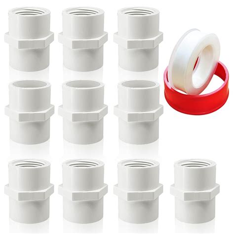 10Pcs White PVC Pipe Fittings, 3/4 NPT Female Thread PVC Pipe Fitting ...