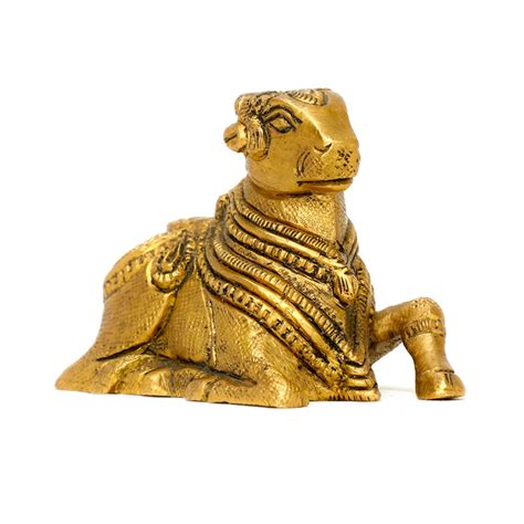 Lord Nandi Sitting Statue - Brass Idol | Divine Nandi Bull Brass Statu ...