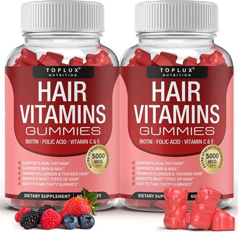 Buy Hair Vitamins Gummies Supplement – Faster Hair Growth Gummy 5000mcg ...