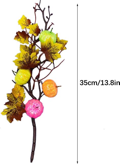 Buy YUIOP 3 Pcs 13.8 Inch Artificial Pumpkin Branches with Maple Leaf ...