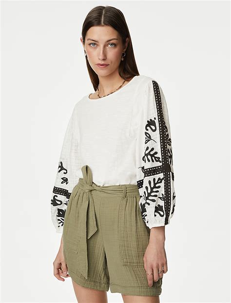 Buy Pure Cotton Embroidered Top at Marks & Spencer